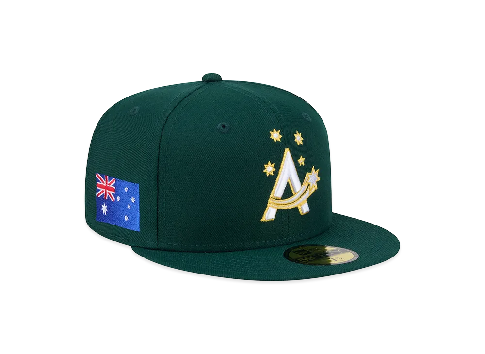 NEW ERA Australia Baseball 2026WBC World Baseball Classic 59Fifty Fitted Hat "Dark Green"