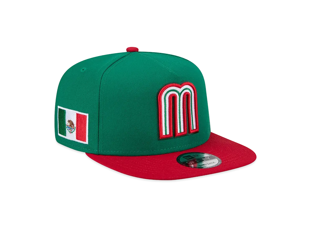NEW ERA Mexico Baseball 2026WBC World Baseball Classic 9Fifty A-Frame Snapback Hat "Green/Red"
