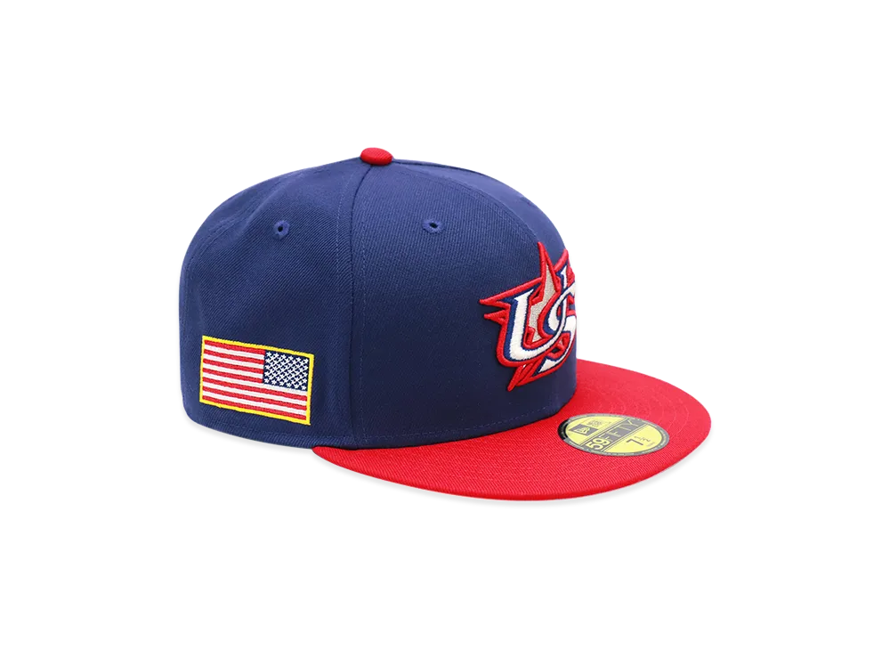 NEW ERA x THE CAP 59Fifty 2026 World Baseball Classic On-Field USA "Light Navy/Scarlet"