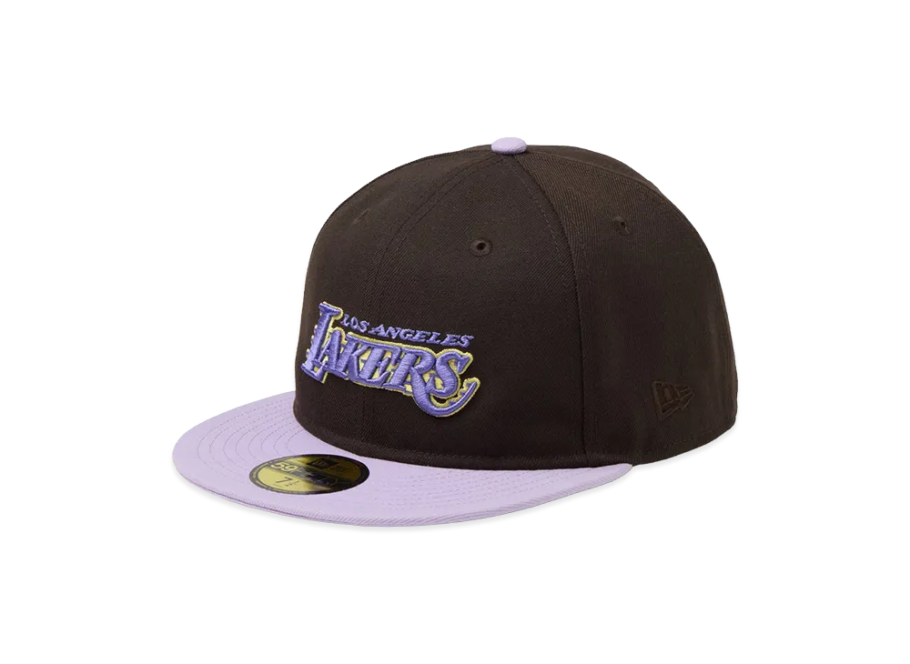NEW ERA 59Fifty Soft Buckram Black Label SS26 Los Angeles Lakers "Brown Purple Visor"