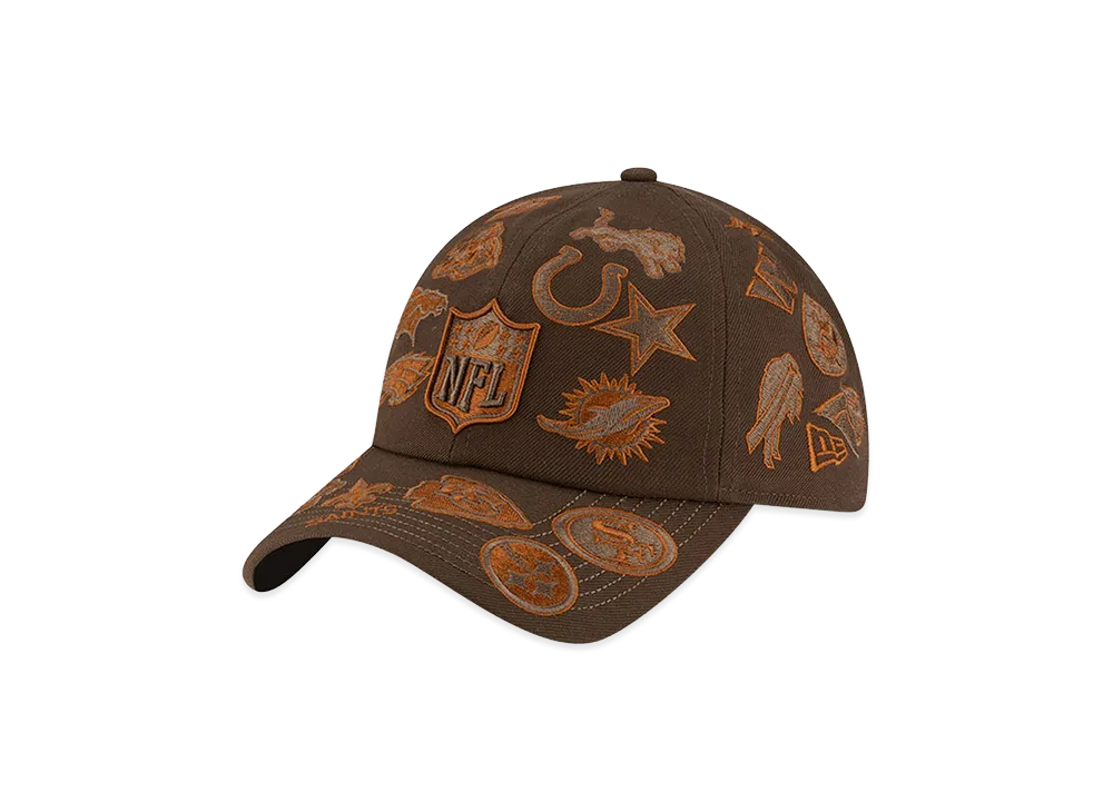 NEW ERA x NFL x Bad Bunny Casual Classic All Over Logos "Walnut"