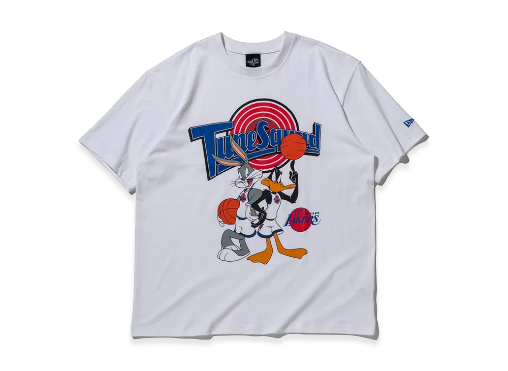 NEW ERA Short Sleeve Oversized Cotton T-Shirt Space Jam2 A New Legacy Tune Squad Los Angeles Lakers "White"