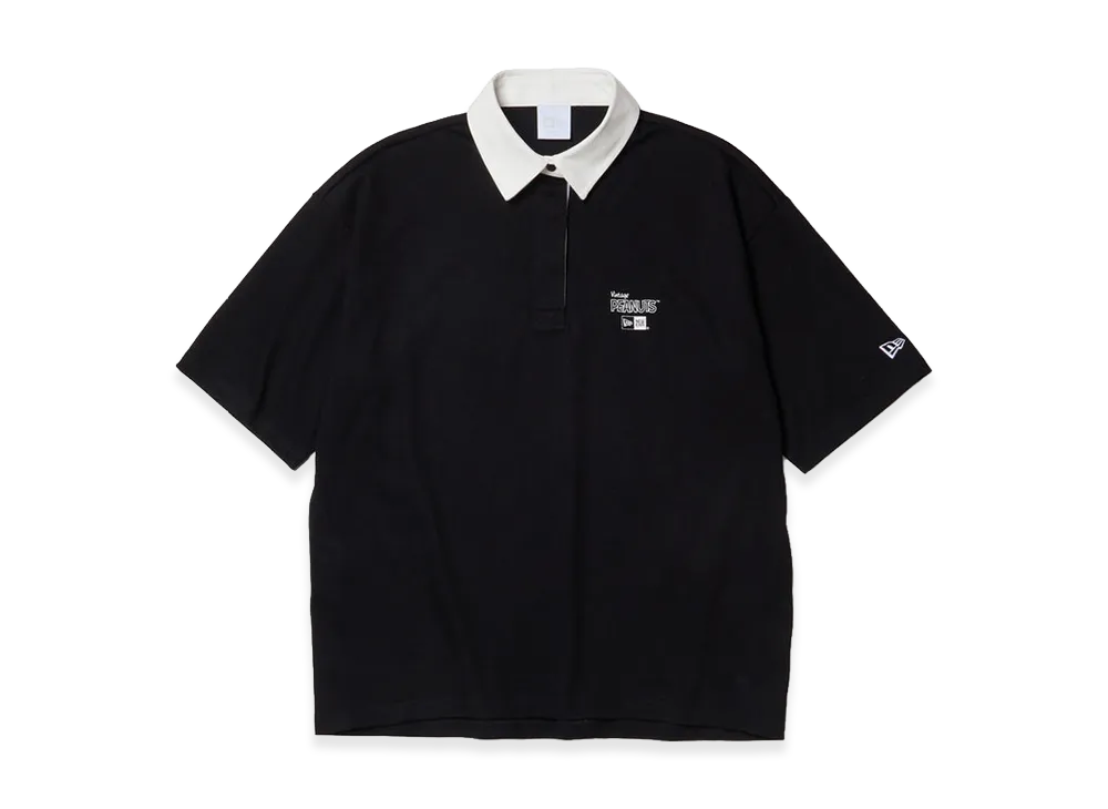 NEW ERA Golf Women's Short Sleeve Rugby Shirt Vintage Peanuts Peanuts Golf Circle Logo "Black"