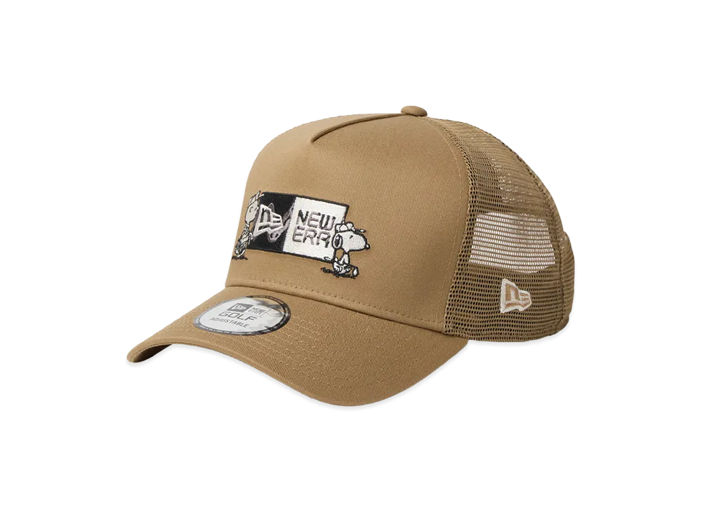 NEW ERA Golf 9Forty A-Frame Trucker Vintage Peanuts Peanuts Golf Box Logo "Khaki"