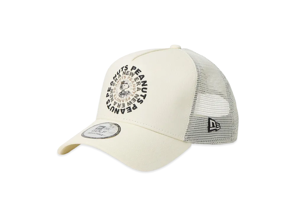 NEW ERA Golf 9Forty A-Frame Trucker Vintage Peanuts Peanuts Golf Circle Logo "Chrome White"