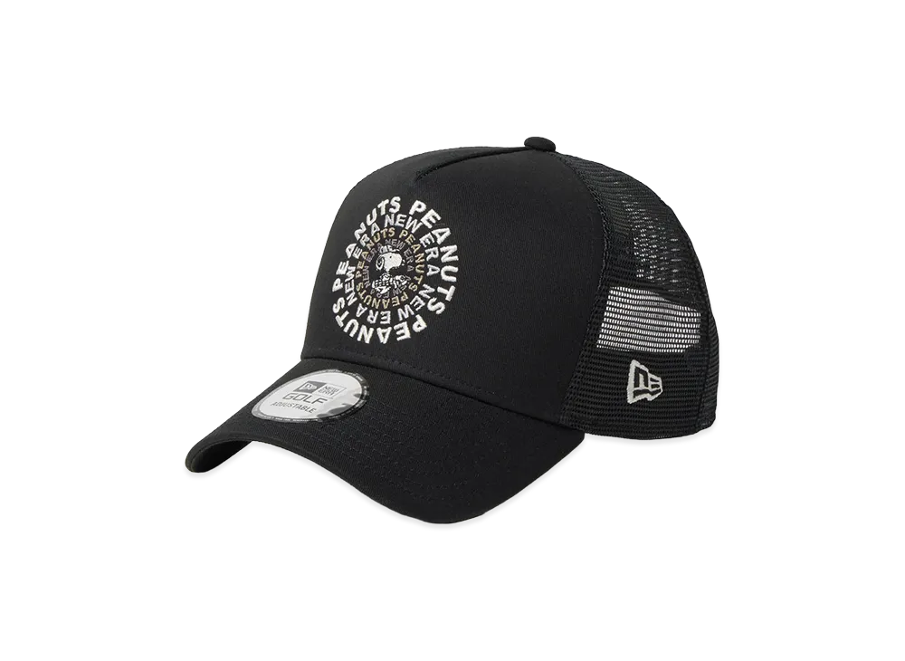 NEW ERA Golf 9Forty A-Frame Trucker Vintage Peanuts Peanuts Golf Circle Logo "Black"