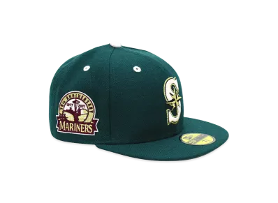 NEW ERA x THE CAP 59Fifty Heritage Gold Seattle Mariners "Dark Green"