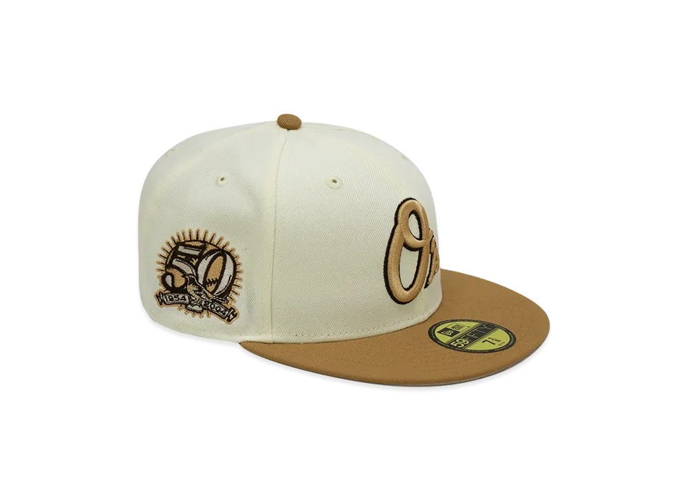 NEW ERA x THE CAP 59Fifty Soft Tropics Baltimore Orioles "Chrome White/Wheat"
