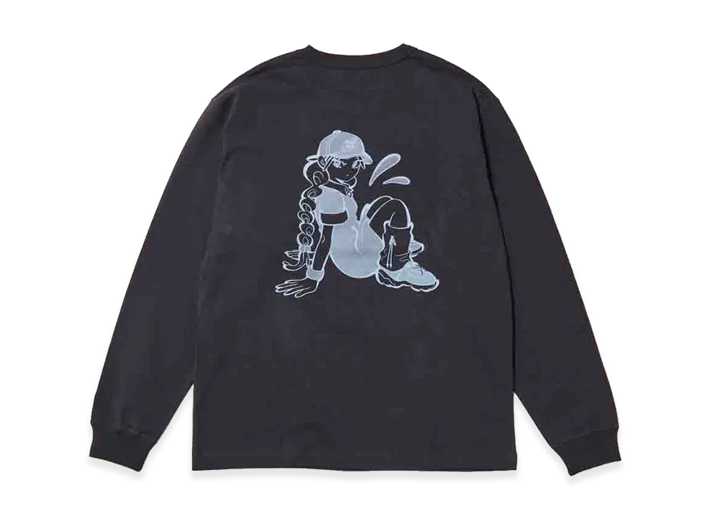 NEW ERA x Illustrators Collection L/S Washed Cotton T-Shirt Uzuta "Graphite"
