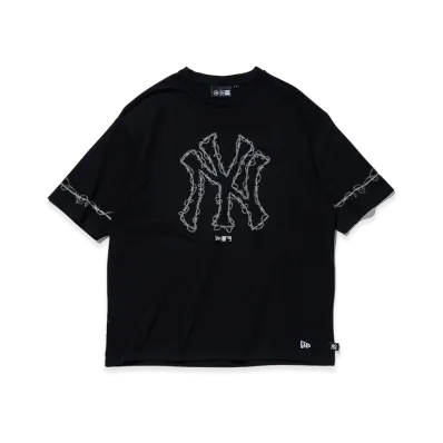 NEW ERA SS Oversized Cotton Tee New York Yankees Barbed Wire Halloween "Black"