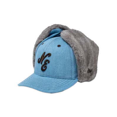 NEW ERA PC 59Fifty Fur Dog Ear Classic Logo Washed Denim "Navy"