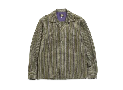 Needles C.O.B. CLASSIC SHIRT - W/AC/PE/R IKAT STRIPE MOLE JQ. "Olive"
