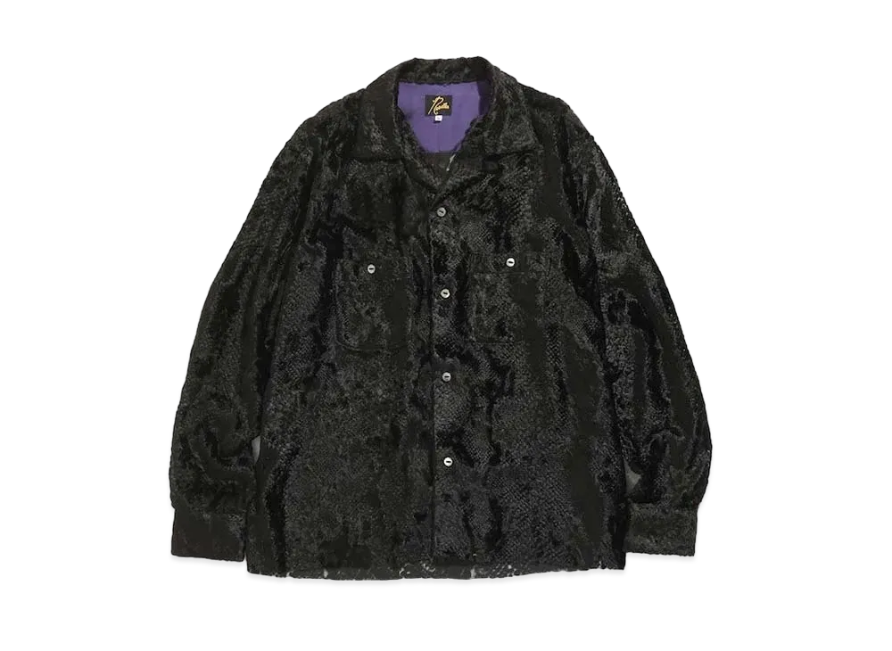 Needles C.O.B. ONE-UP SHIRT - BURNOUT VELVET "Black"