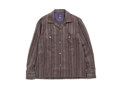 Needles C.O.B. CLASSIC SHIRT - W/AC/PE/R IKAT STRIPE MOLE JQ. "Bordeux"