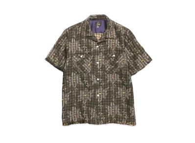 Needles S/S CLASSIC SHIRT - W/CU/AC FLOWER/PLAID JQ. "Brown"