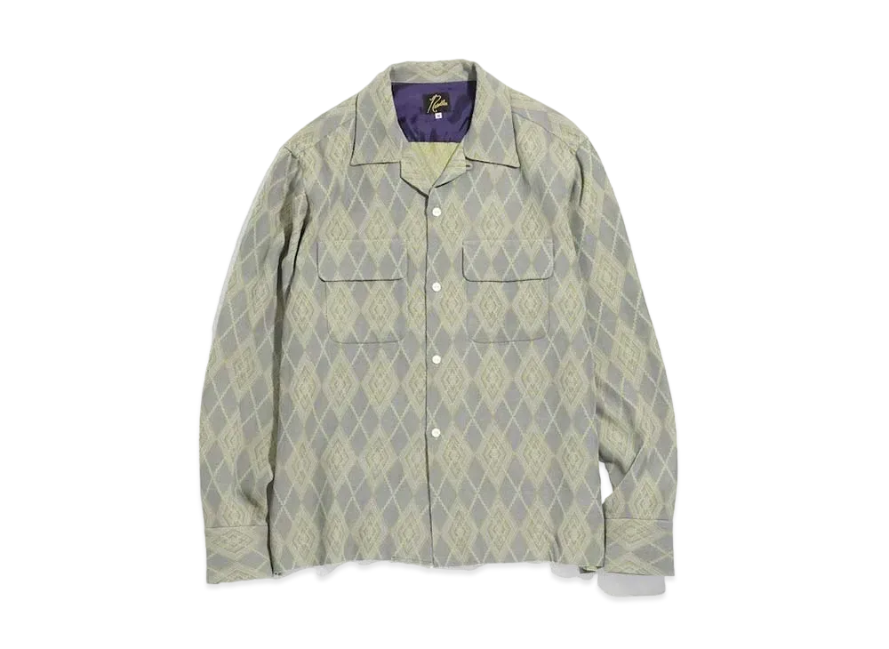 Needles C.O.B. CLASSIC SHIRT - PE/R/AC/C ARGYLE JQ. "Grey/Yellow"