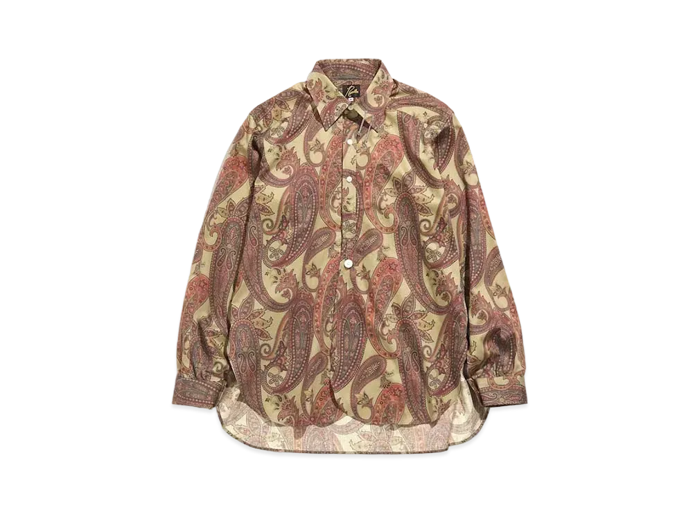 Needles PINHOLE EDW SHIRT - COTTON SATEEN / PAISLEY PT. "Khaki"