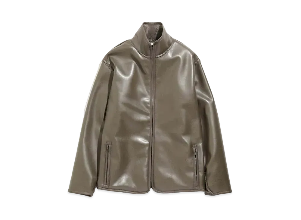 Needles LINED BOA JACKET - FAUX LTHR. "Grey"