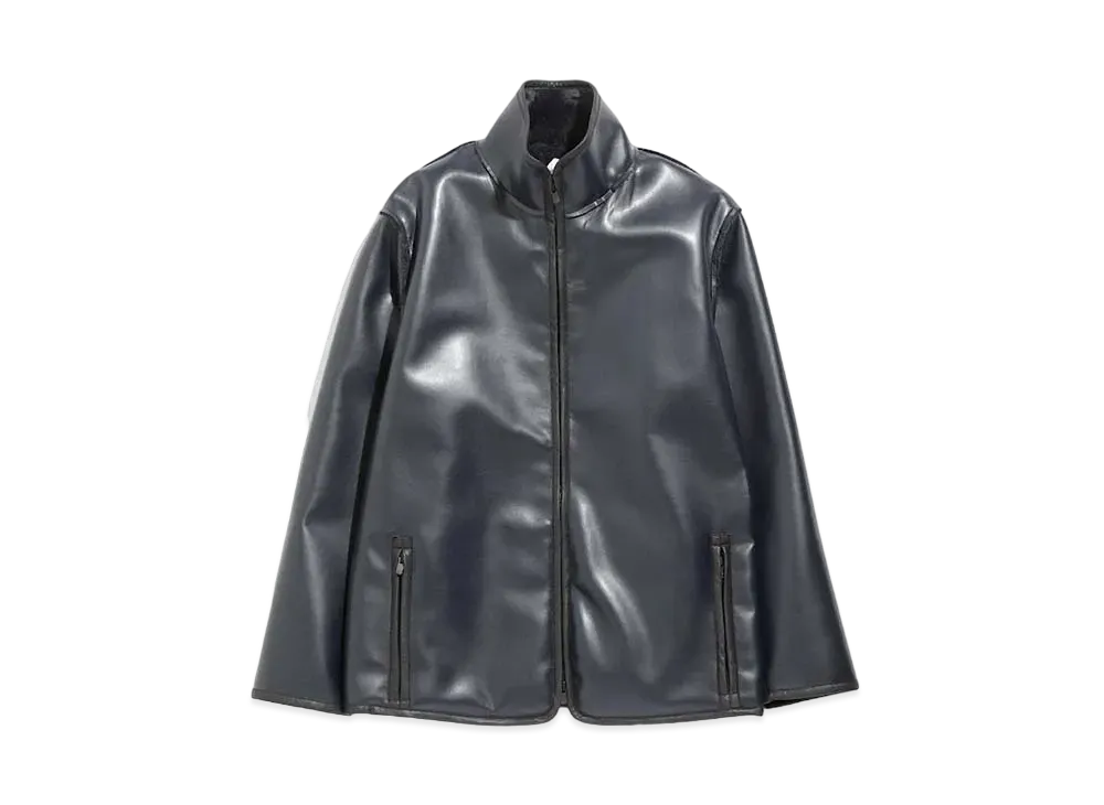 Needles LINED BOA JACKET - FAUX LTHR. "Navy"