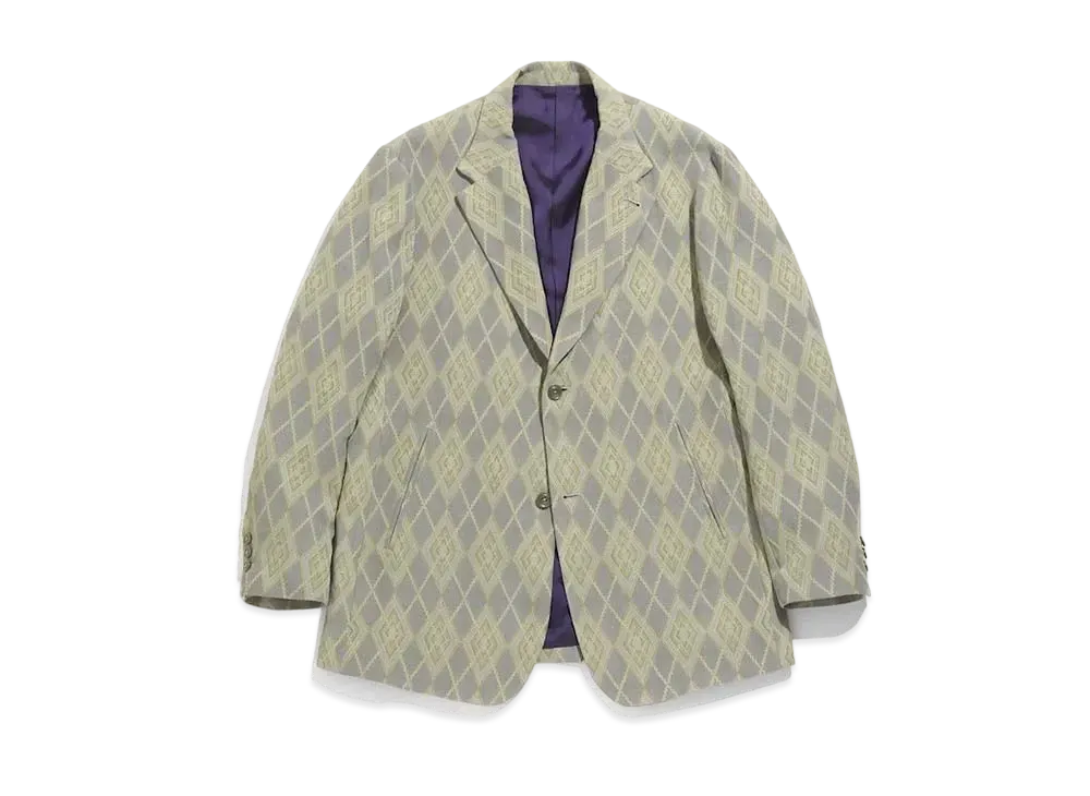 Needles 2B JACKET - PE/R/AC/C ARGYLE JQ. "Grey/Yellow"
