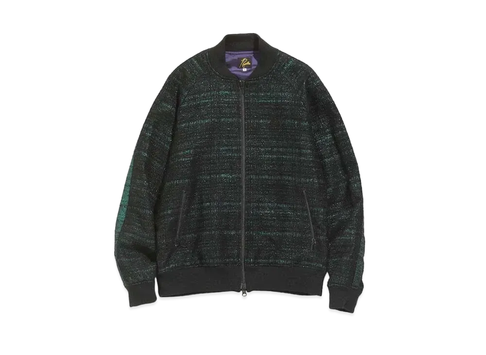 Needles S.L. RIB COLLAR JACKET - W/N/R/PE LAME CLOTH JQ. "Green"