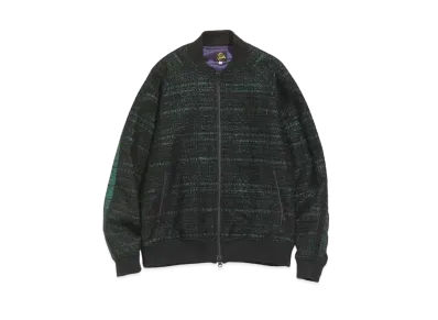 Needles S.L. RIB COLLAR JACKET - W/N/R/PE LAME CLOTH JQ. "Green"