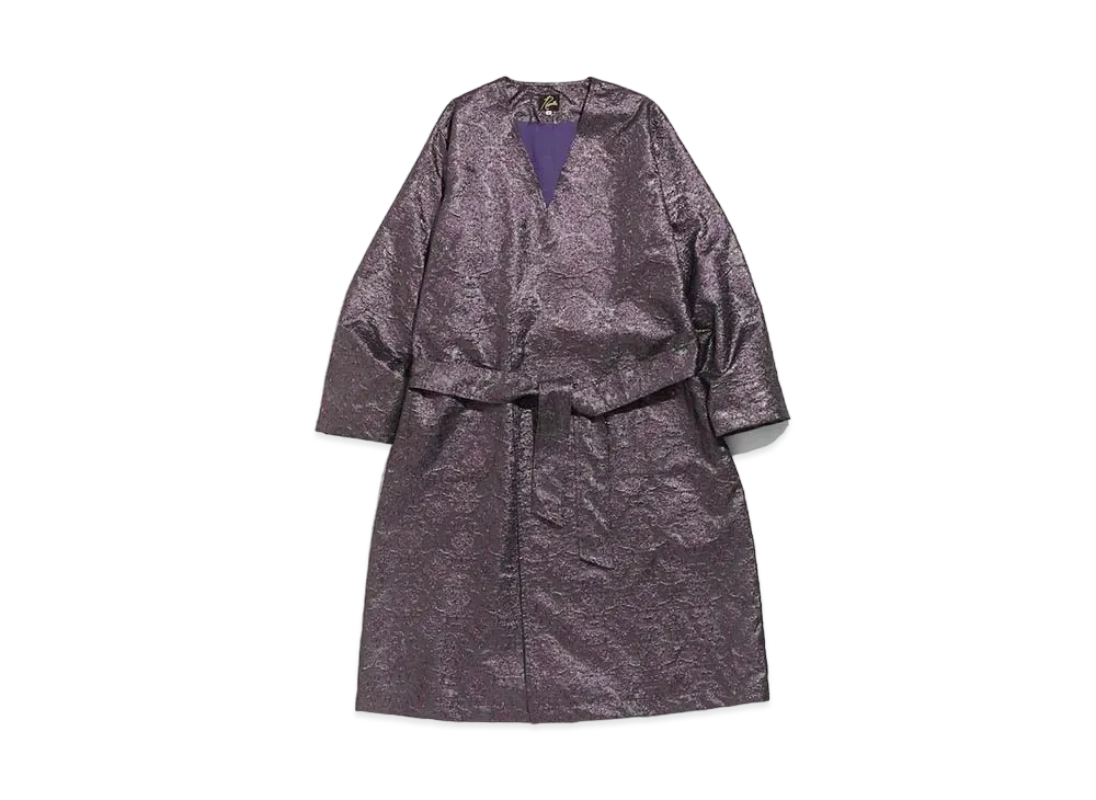 Needles V NECK ROBE - POLY LAME DAMASK JQ. "Purple"
