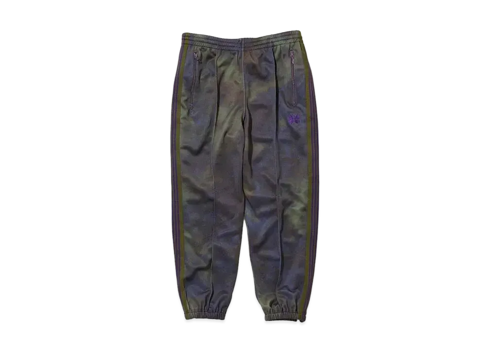 Needles ZIPPED TRACK PANT - POLY SMOOTH / UNEVEN-DYE PRINTED "Egg Plant"