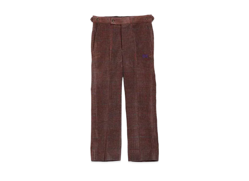 Needles SIDE TAB TROUSER - AC/C PLAID MOLE TWILL "Bordeux"