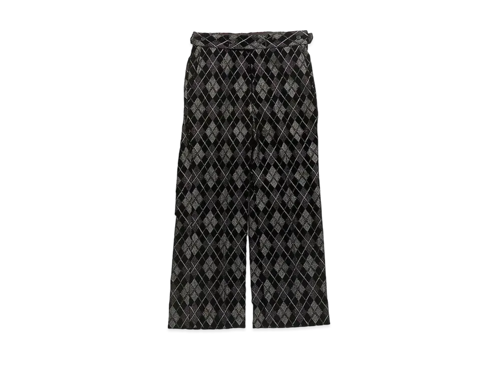 Needles SIDE TAB TROUSER - ARGYLE EMB. VELVET "Black"