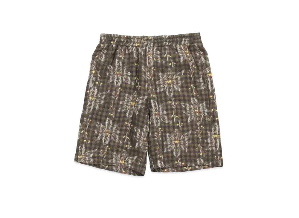 Needles BASKETBALLL SHORT - W/CU/AC FLOWER/PLAID JQ. "Brown"