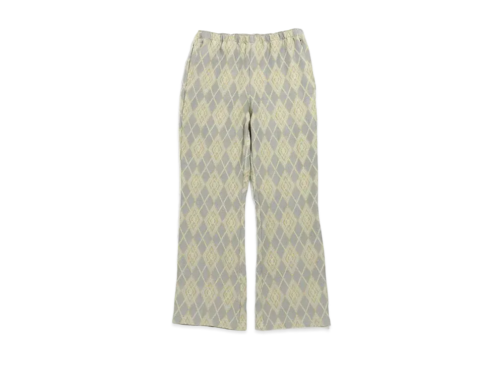Needles W.U. BOOT-CUT PANT - PE/R/AC/C ARGYLE JQ. "Grey/Yellow"