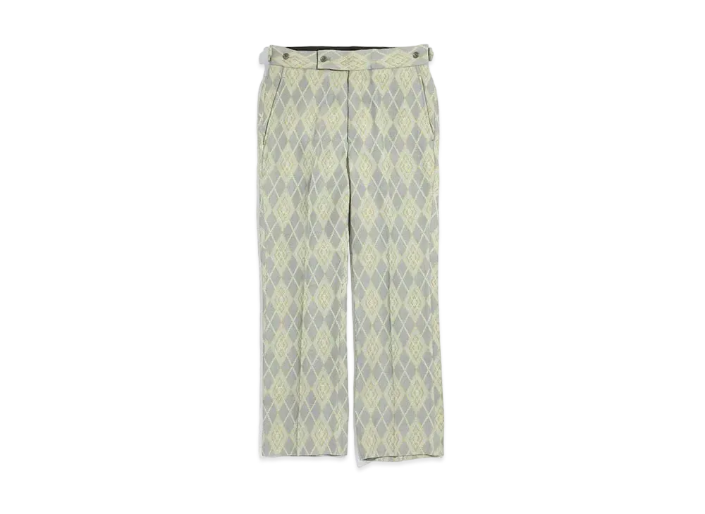 Needles SIDE TAB TROUSER - PE/R/AC/C ARGYLE JQ. "Grey/Yellow"
