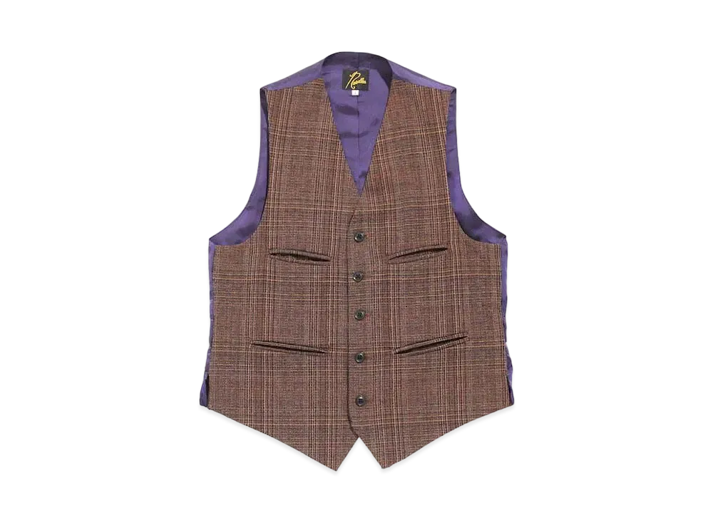 Needles ODD VEST - PE/R/PU BRUSHED PLAID (FOR WOMEN) "Bordeux"