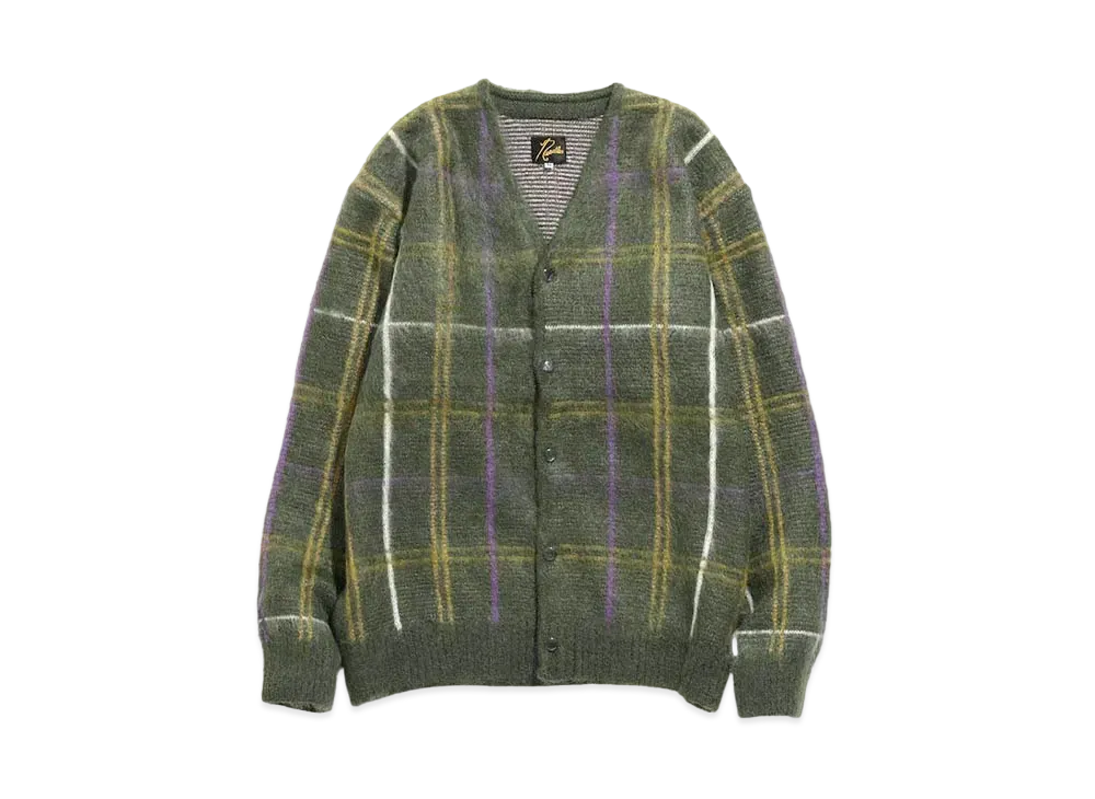 Needles MOHAIR CARDIGAN - WINDOWPANE "Olive"