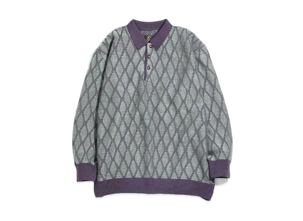 Needles POLO SWEATER - WAVE STRIPE "Greeen/Purple"