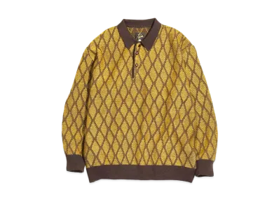 Needles POLO SWEATER - WAVE STRIPE "Yellow/Brownn"