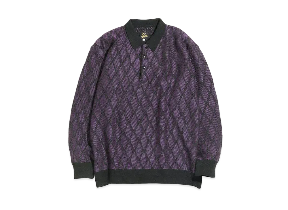 Needles POLO SWEATER - WAVE STRIPE "Black/Purple"