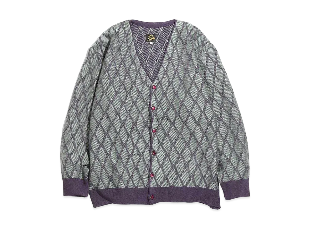 Needles V NECK CARDIGAN - WAVE STRIPE "Greeen/Purple"