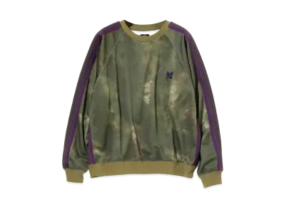 Needles TRACK CREW NECK SHIRT - POLY SMOOTH / UNEVEN-DYE PRINTED "Olive"
