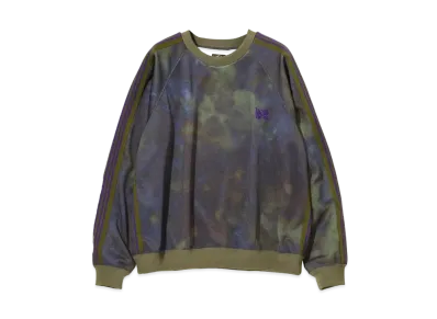 Needles TRACK CREW NECK SHIRT - POLY SMOOTH / UNEVEN-DYE PRINTED "Egg Plant"