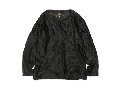 Needles L/S U NECK TEE - BURNOUT VELVET "Black"