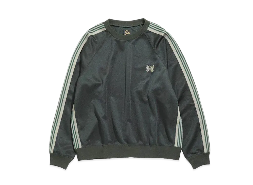 Needles TRACK CREW NECK SHIRT - POLY SMOOTH "Dark Green"