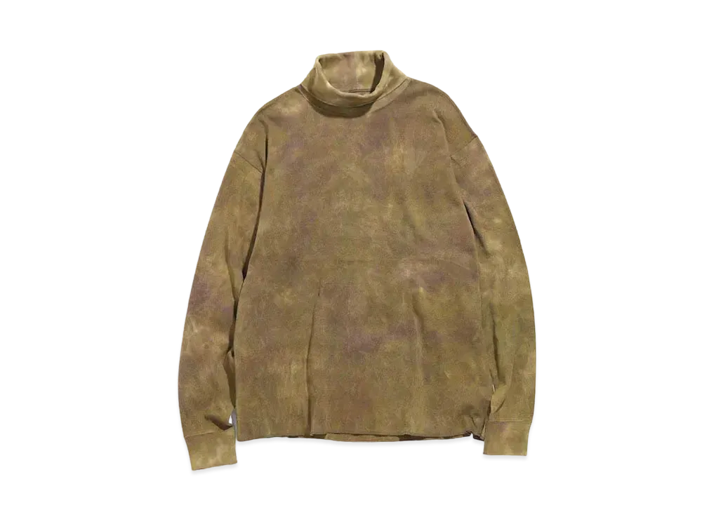 Needles L/S TURTLE NECK TEE - COTTON THERMAL / UNEVEN DYE "Olive"