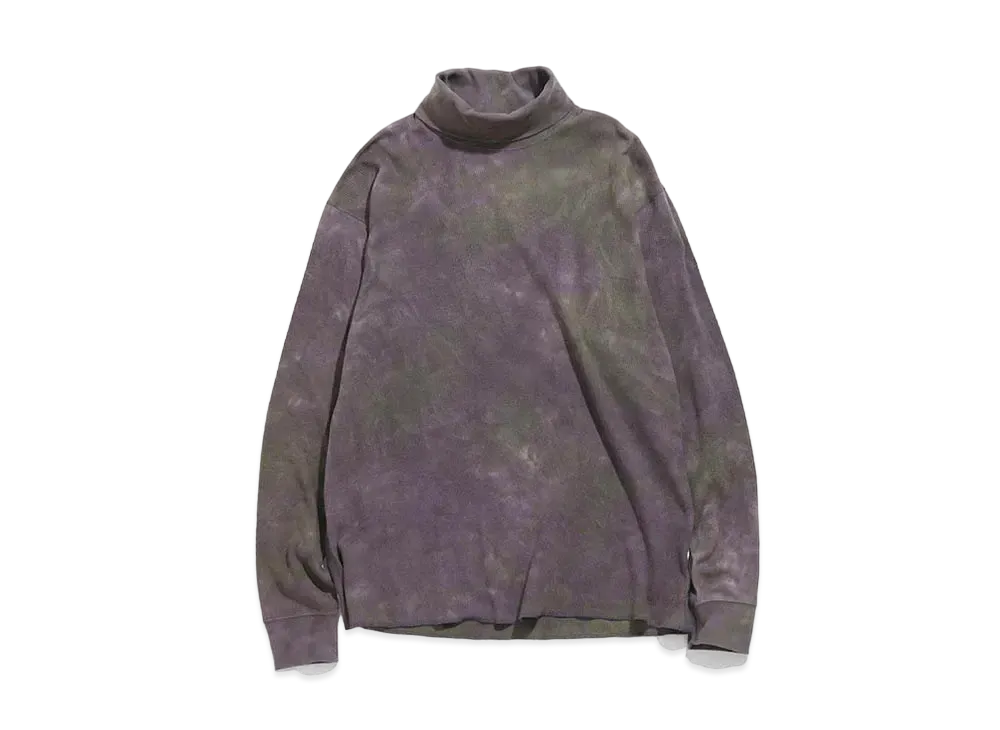 Needles L/S TURTLE NECK TEE - COTTON THERMAL / UNEVEN DYE "Egg Plant"