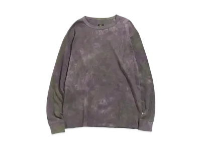 Needles L/S CREW NECK TEE - COTTON THERMAL / UNEVEN DYE "Egg Plant"