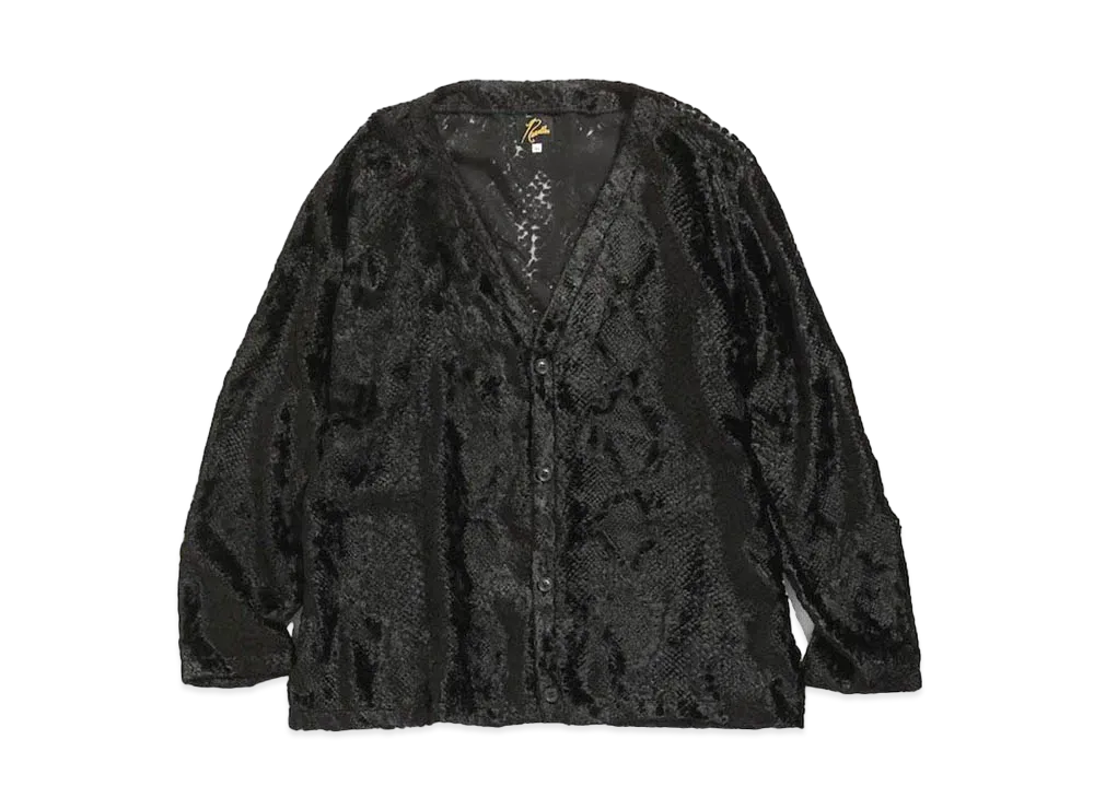 Needles V NECK CARDIGAN - BURNOUT VELVET "Black"