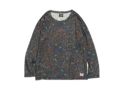 Needles L/S U NECK TEE - POLY MESH / PAISLEY PT. "Blue"