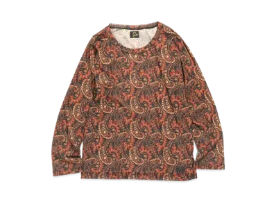 Needles L/S U NECK TEE - POLY MESH / PAISLEY PT. "Black"