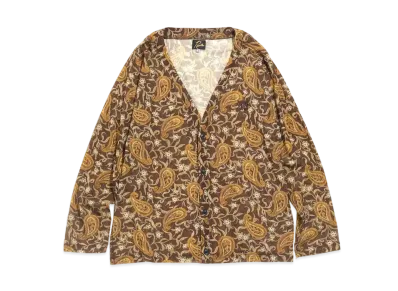 Needles V NECK CARDIGAN - POLY MESH / PAISLEY PT. "Brown"